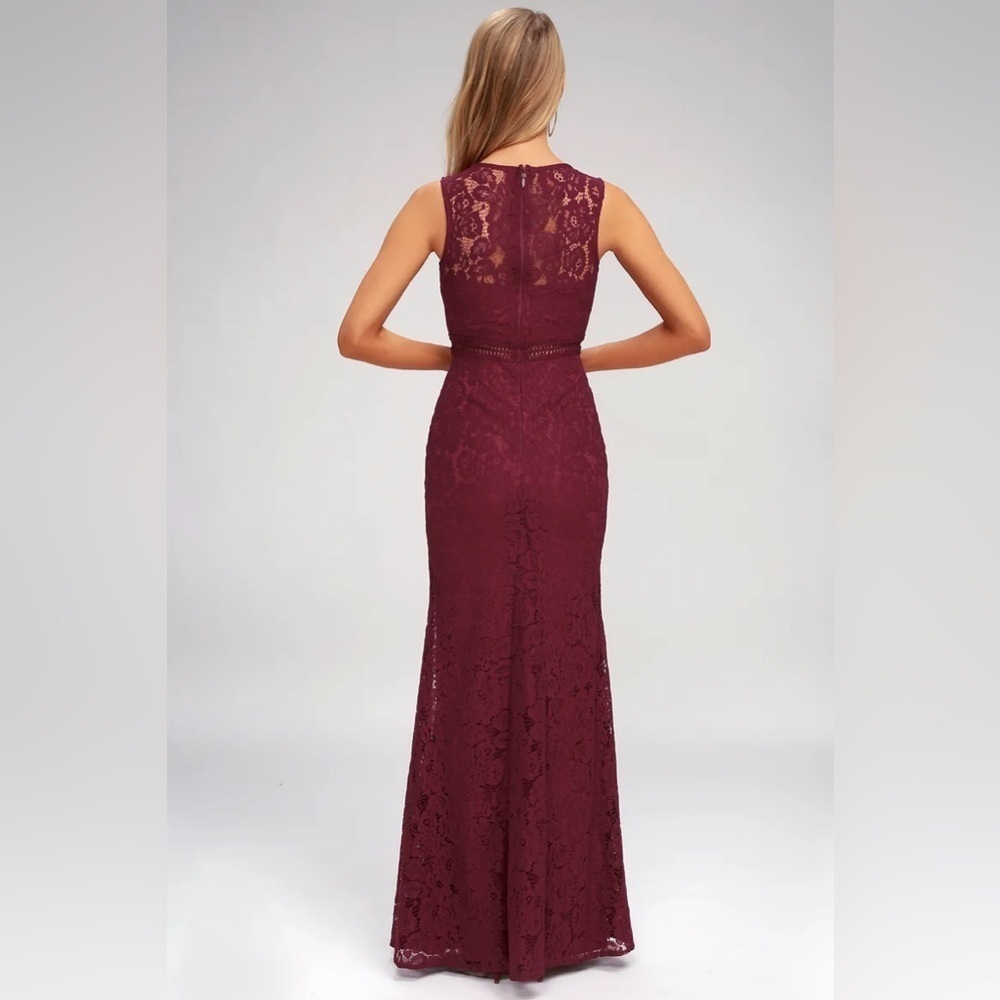 Lulus Music Of The Heart Lace Maxi Dress In Burgundy Size Small View 3